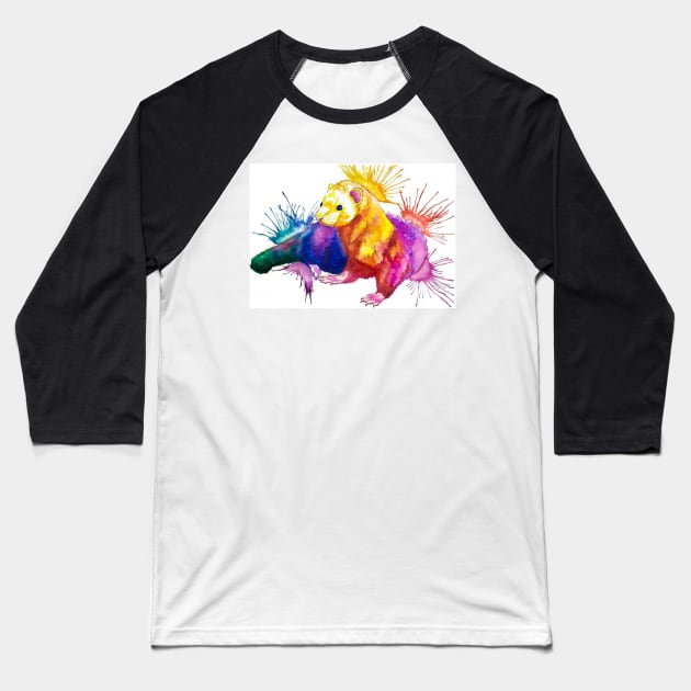 Color Splash Ferret Baseball T-Shirt by AcaciaRogers